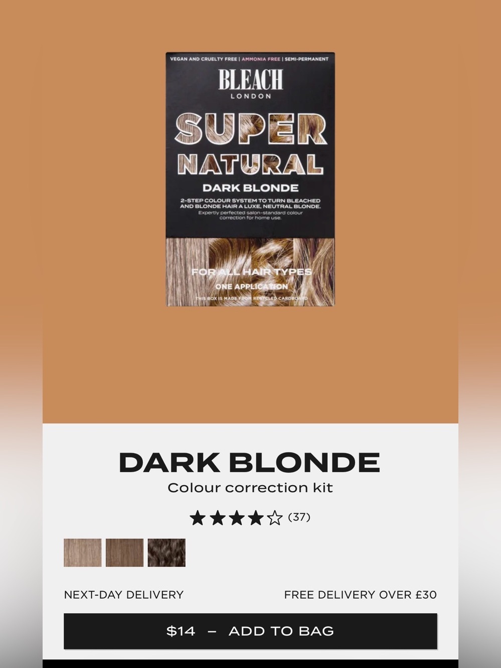 Bleach London Dark Blonde Super Natural hair color NIB